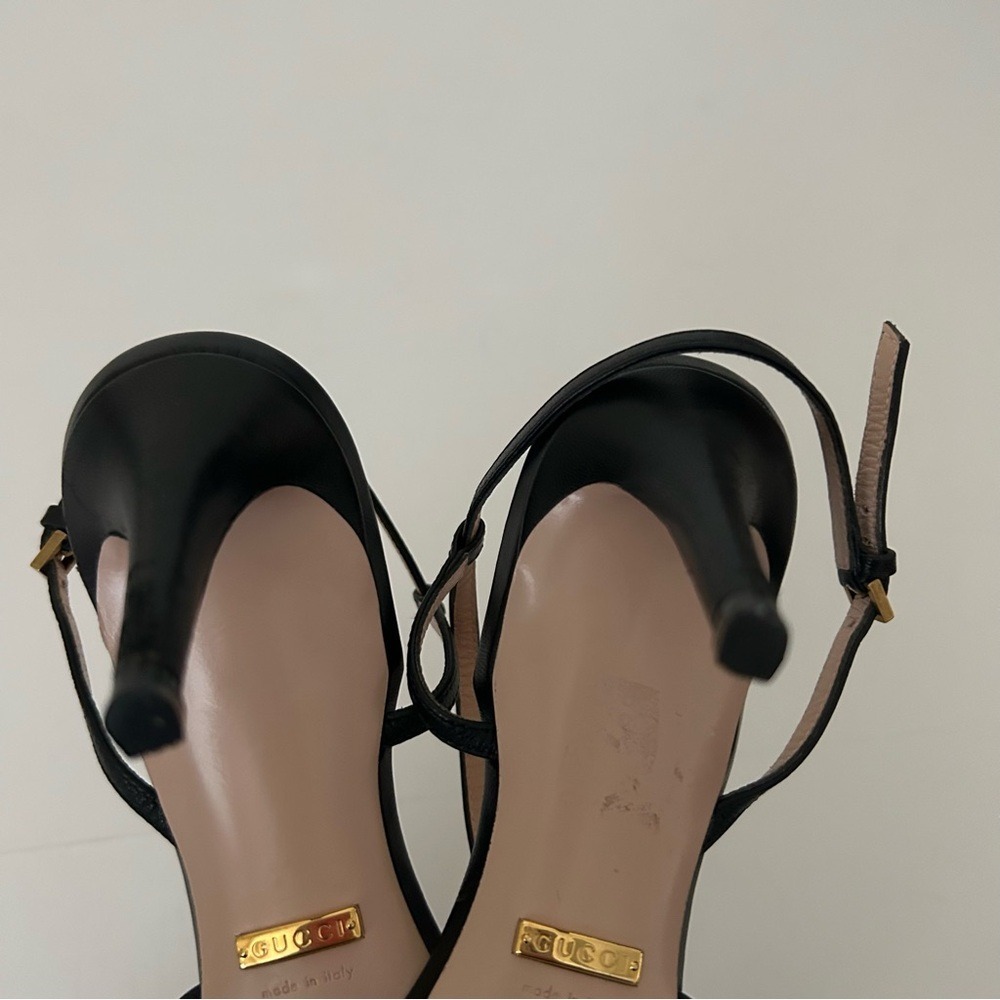 Gucci Victoria Classic Strappy Horsebit Black Leather Sandals Heels Shoes - 37 - Picture 13 of 14